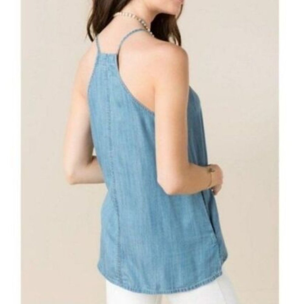 Harper Blue Chambray Sleeveless Swing Tank Top Small